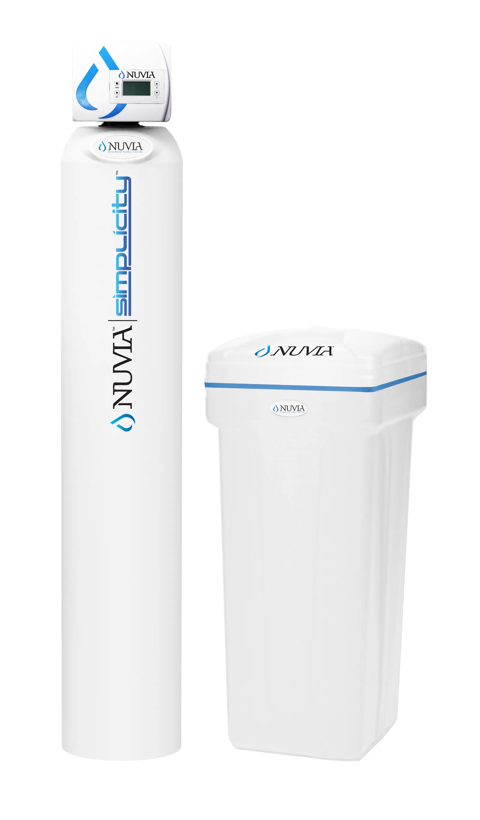 Nuvia Simplicity whole‑house Dynamic Regeneration water softener with 3‑stage filtration