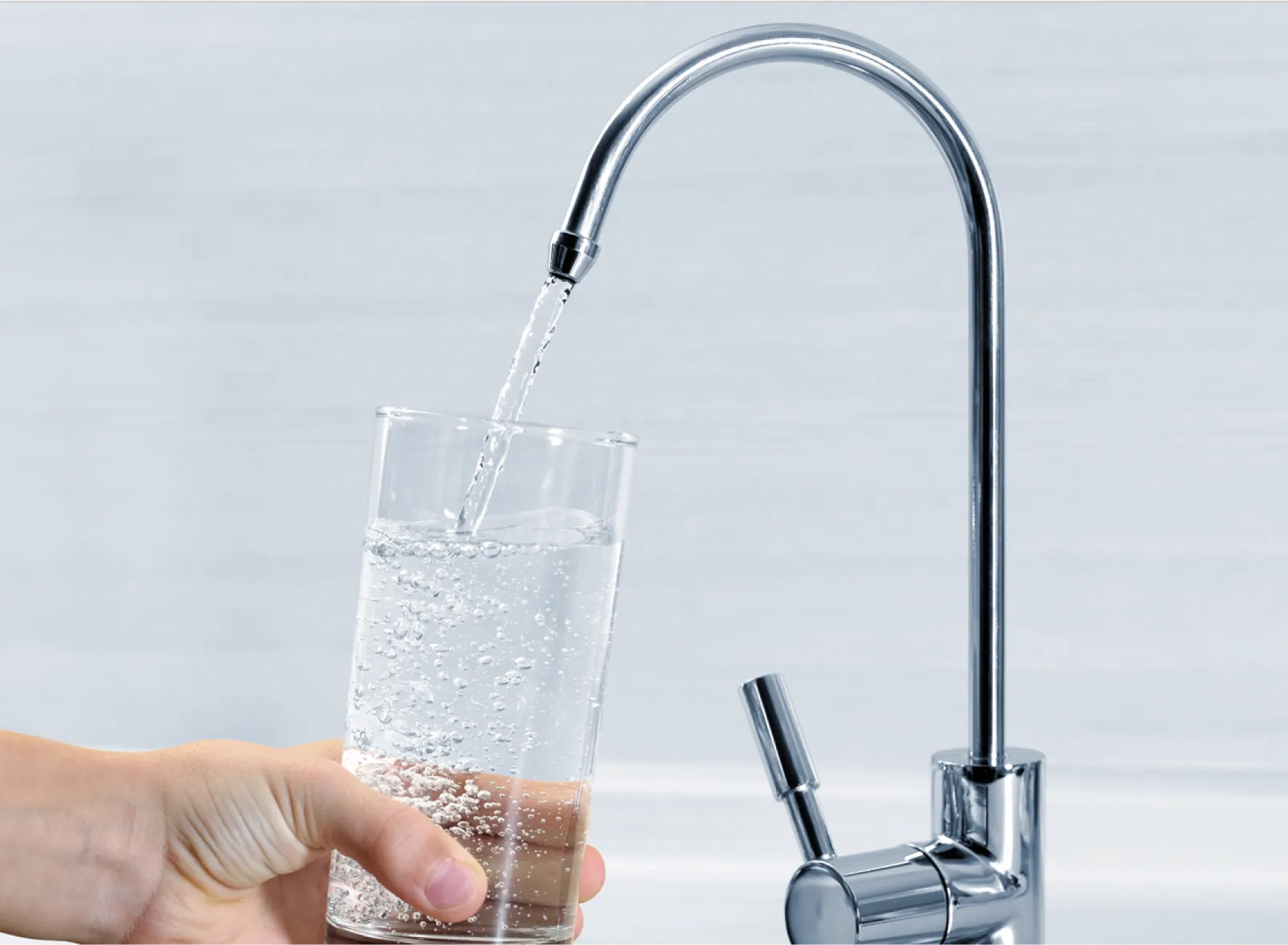 Homeowner drinking tap water in Corona, California