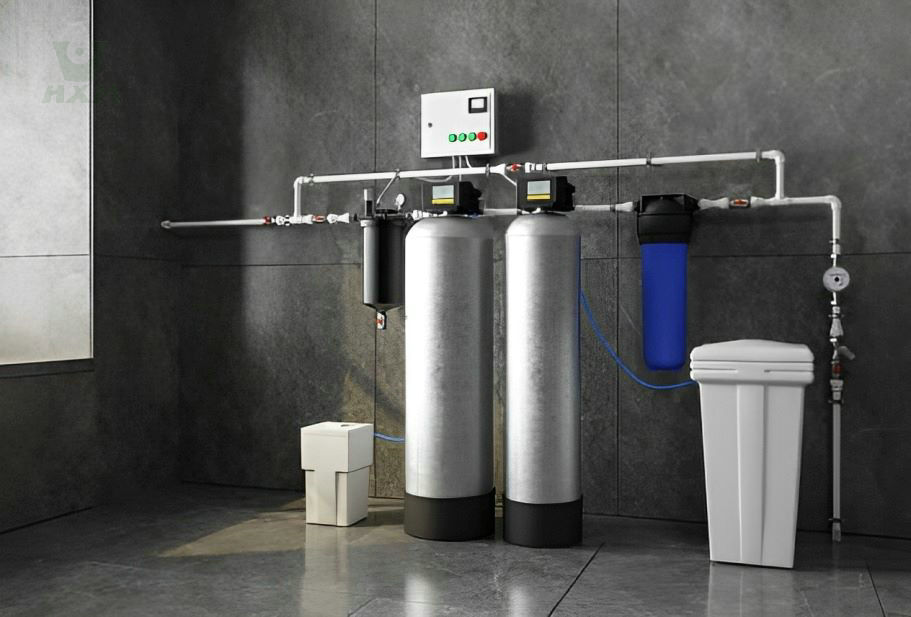 Whole-home water treatment system installed in a Corona, California home.